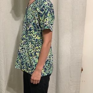 Blue and Green Speckled Cherokee Runway Scrub Top